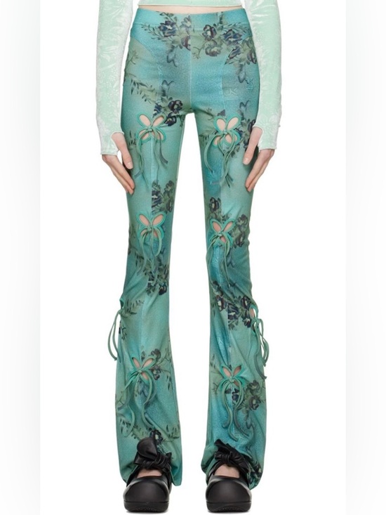 J. Kim Pants - J.Kim Green Blue Printed Cut Out Flare Lounge Pants Size Medium